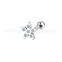Piercing Microbell Aço Cirúrgico Flor Zircônia