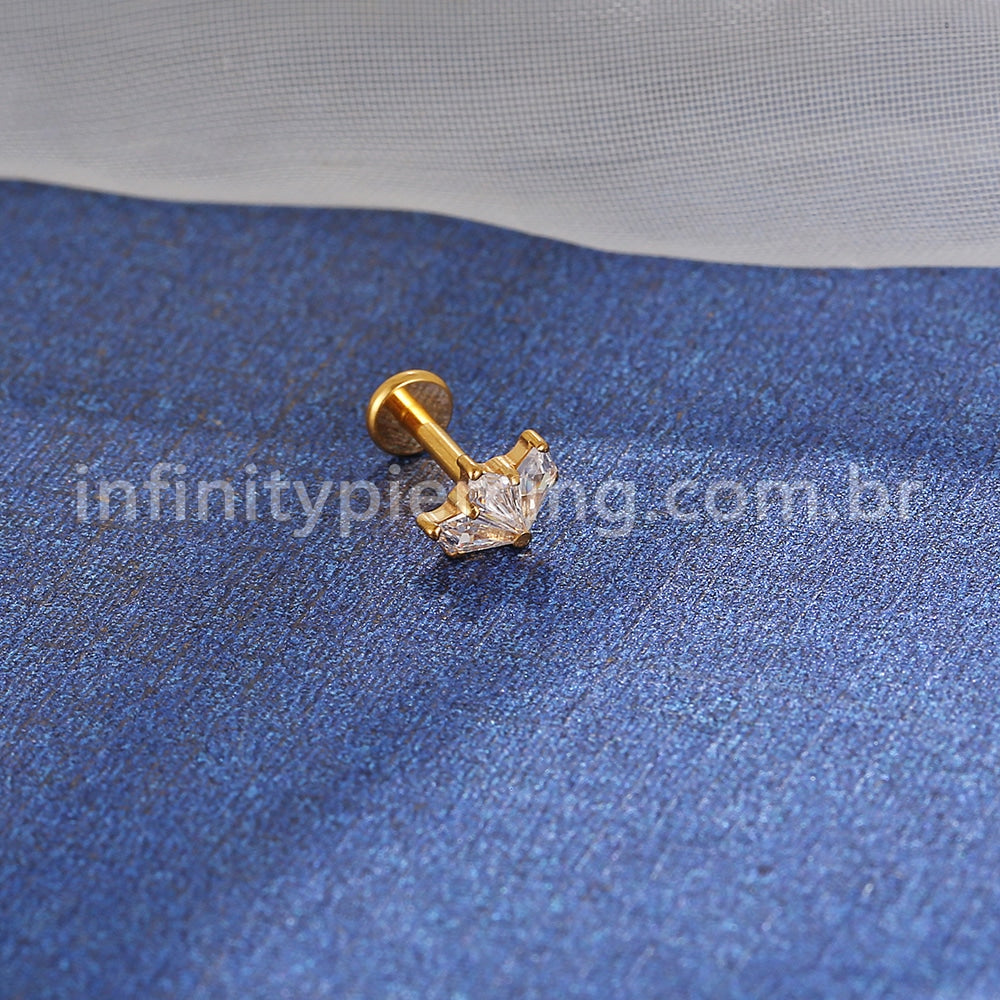 Piercing Labret Titânio Trio Zircônia