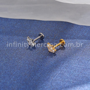Piercing Labret Titânio Trio Zircônia