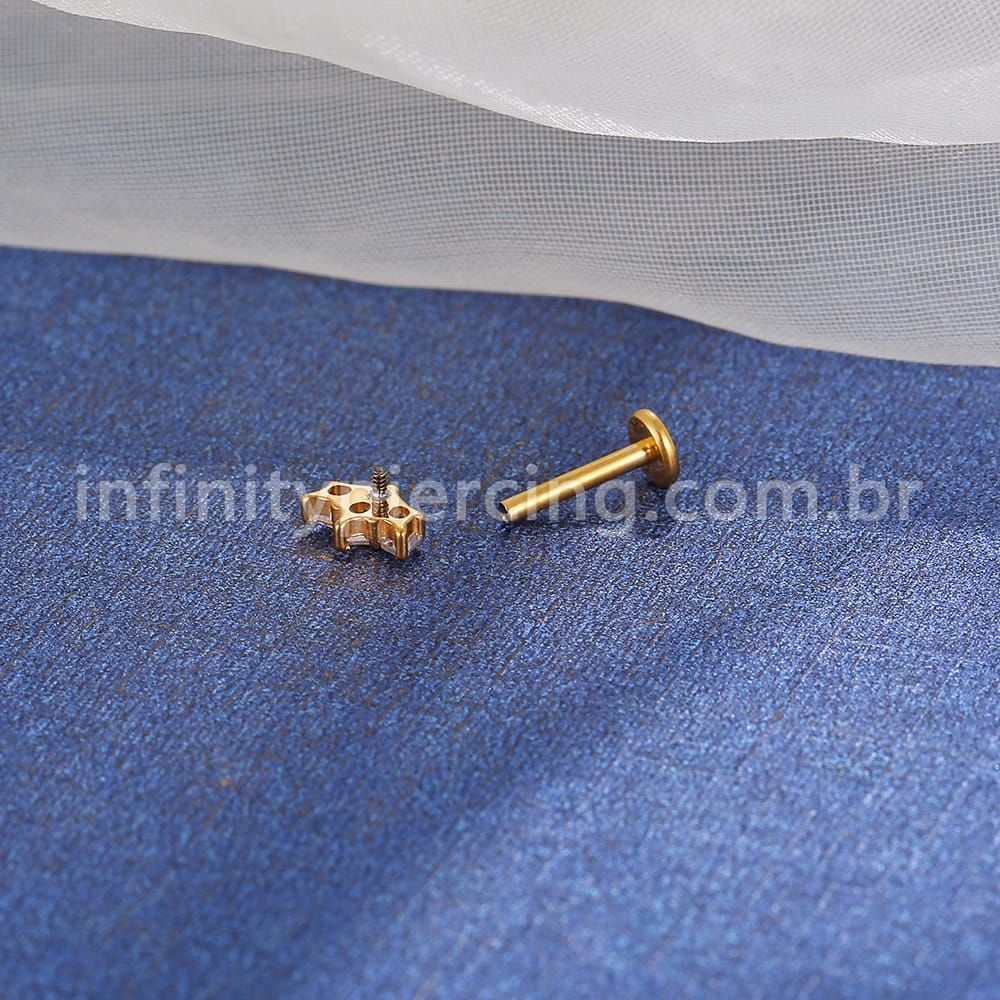 Piercing Labret Titânio Trio Zircônia