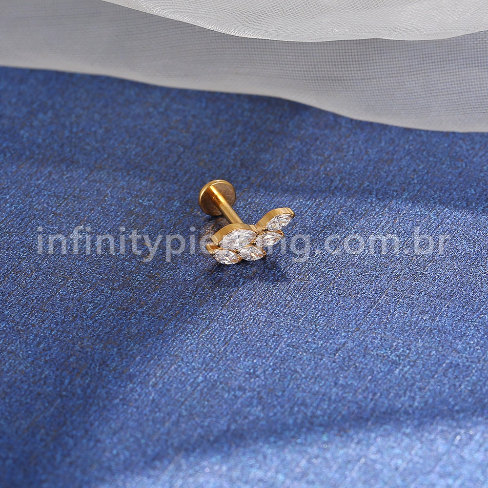 Piercing Labret Titânio Folha 5 Zircônias