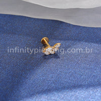 Piercing Labret Titânio Folha 5 Zircônias