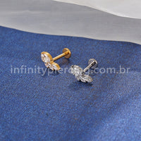 Piercing Labret Titânio Folha 5 Zircônias