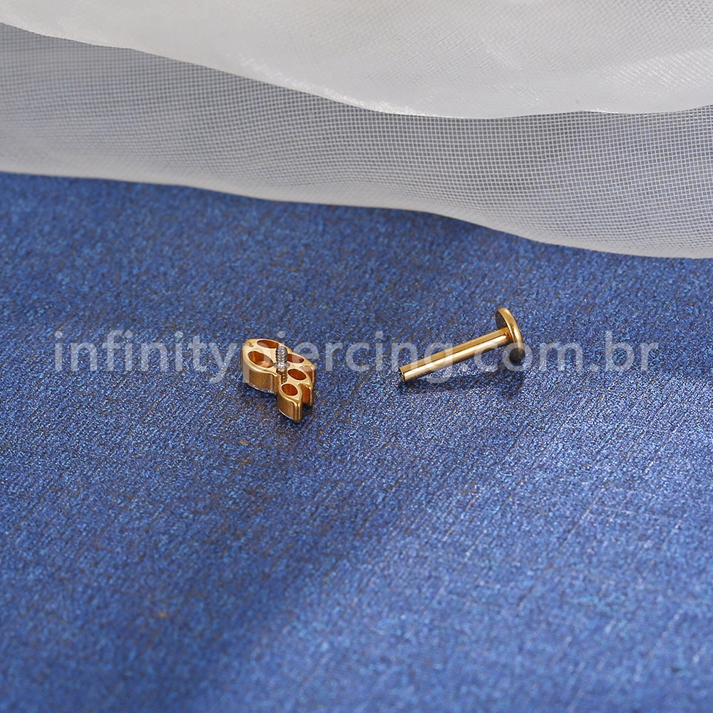 Piercing Labret Titânio Folha 5 Zircônias