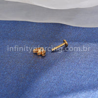 Piercing Labret Titânio Trio Folhas Zircônia