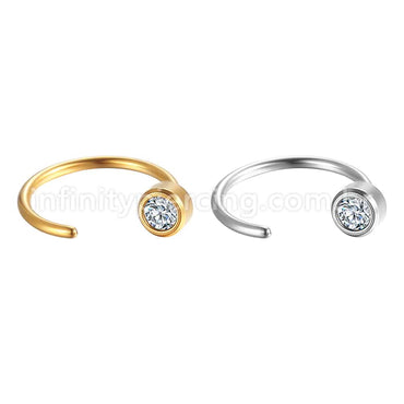 Piercing G-Ring Aço Cirúrgico Strass