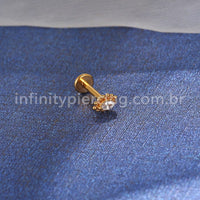 Piercing Labret Aço Cirúrgico Indiano Gota Zircônia