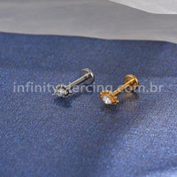 Piercing Labret Aço Cirúrgico Indiano Gota Zircônia