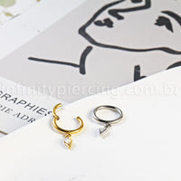Piercing Argola Titânio Segmento Articulado Com Pingente Deltoid