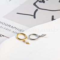 Piercing Argola Titânio Segmento Articulado Com Pingente Deltoid