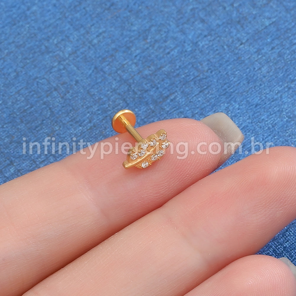 Piercing Labret Titânio Mini Folha Zircônia