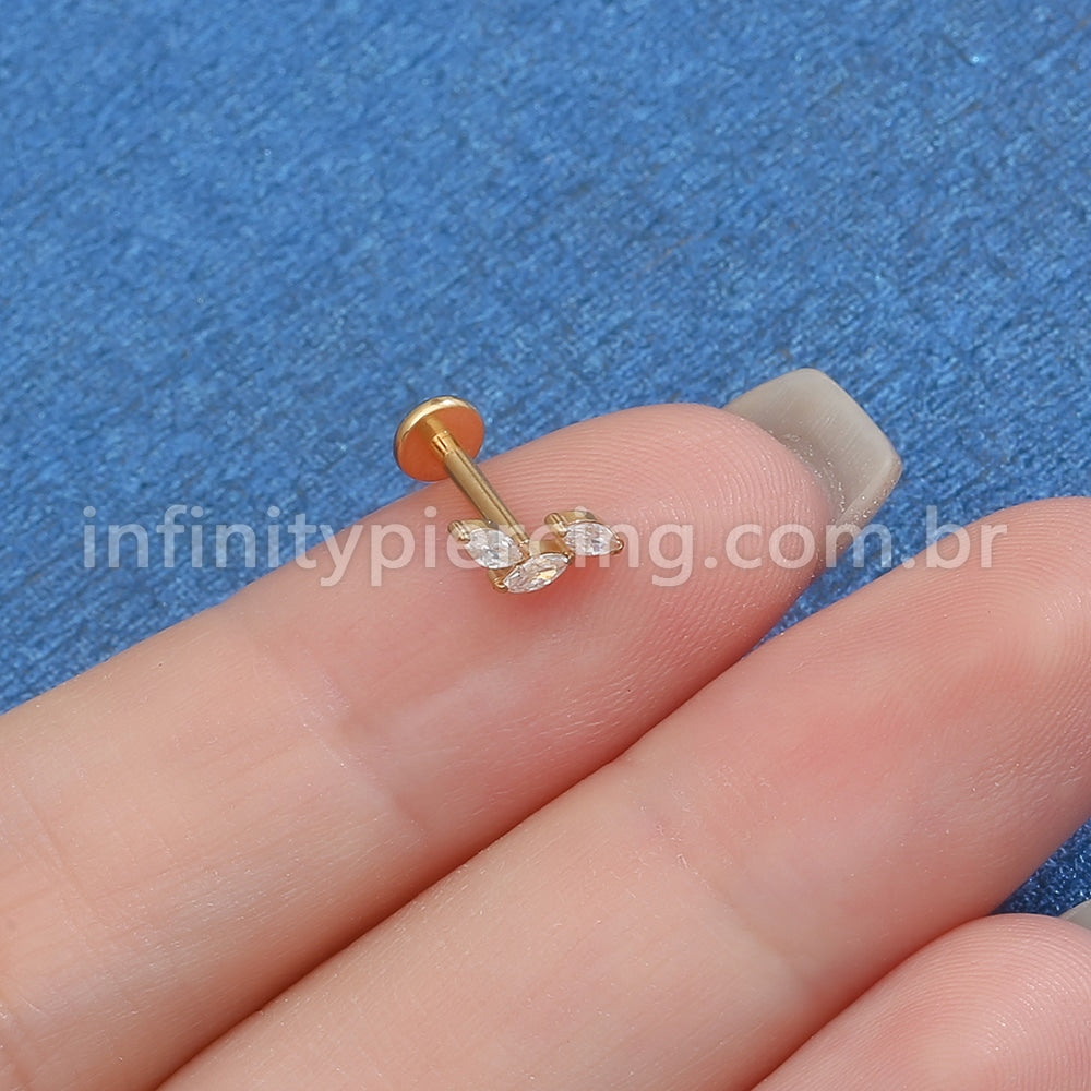 Piercing Labret Titânio Trio Zircônia