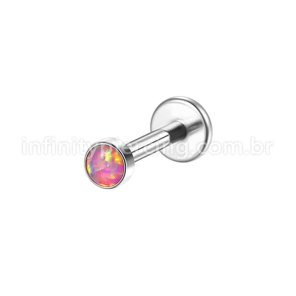 Piercing Labret Aço Cirúrgico Opala Rosca Interna
