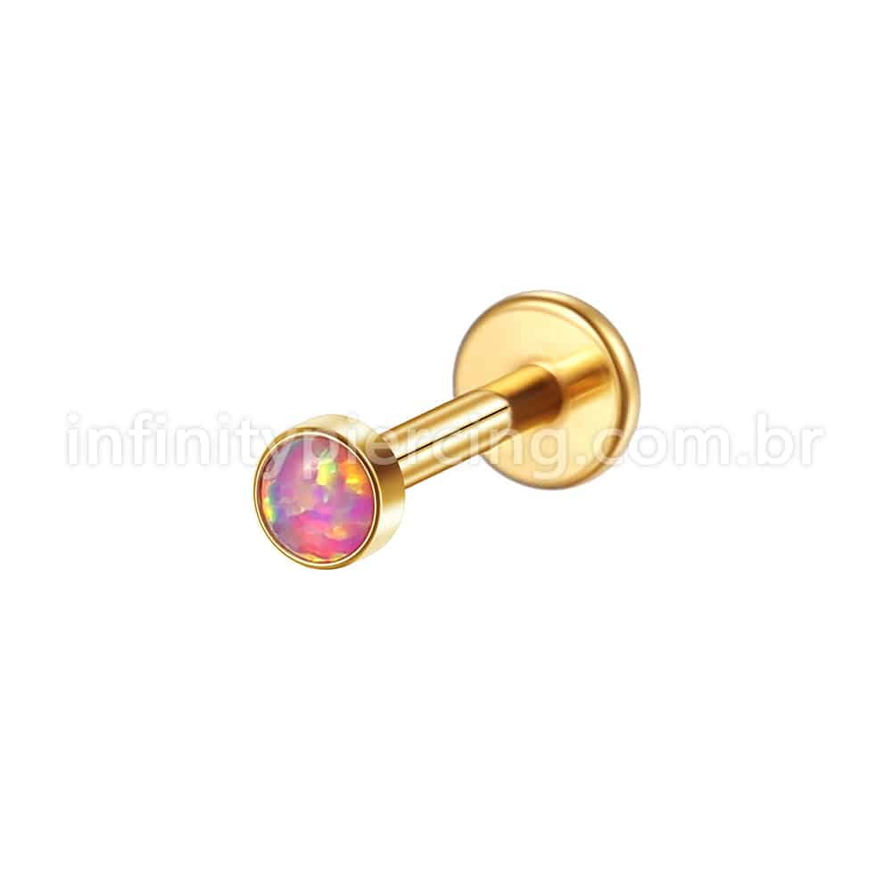 Piercing Labret Aço Cirúrgico Opala Rosca Interna