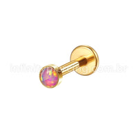 Piercing Labret Aço Cirúrgico Opala Rosca Interna