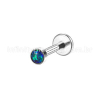 Piercing Labret Aço Cirúrgico Opala Rosca Interna