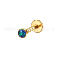 Piercing Labret Aço Cirúrgico Opala Rosca Interna