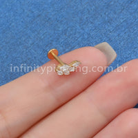 Piercing Labret Titânio Folha 5 Zircônias