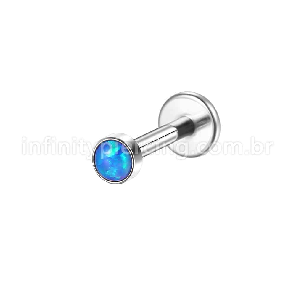 Piercing Labret Aço Cirúrgico Opala Rosca Interna