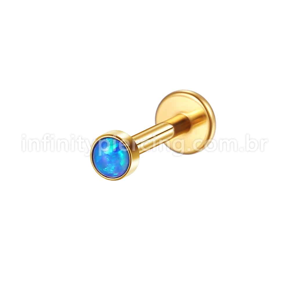 Piercing Labret Aço Cirúrgico Opala Rosca Interna