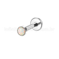 Piercing Labret Aço Cirúrgico Opala Rosca Interna