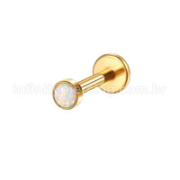 Piercing Labret Aço Cirúrgico Opala Rosca Interna