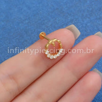 Piercing Labret Titânio Redonda 6 Zircônias