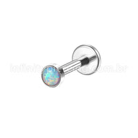 Piercing Labret Aço Cirúrgico Opala Rosca Interna