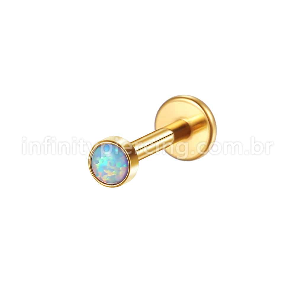Piercing Labret Aço Cirúrgico Opala Rosca Interna