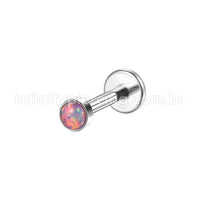 Piercing Labret Aço Cirúrgico Opala Rosca Interna