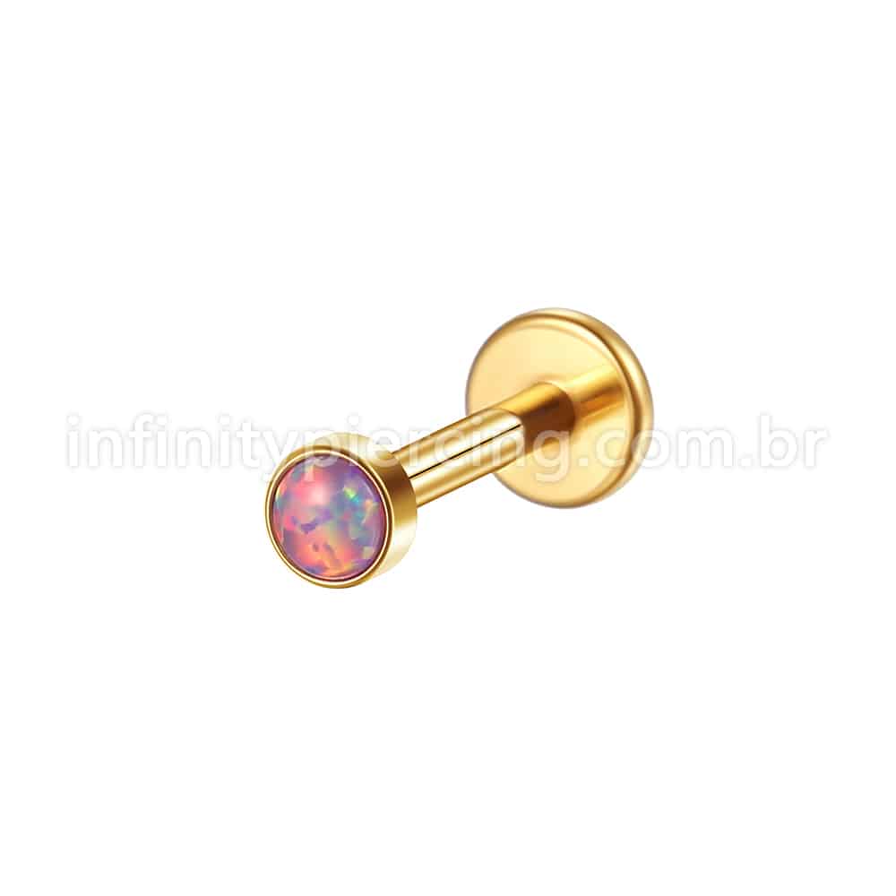 Piercing Labret Aço Cirúrgico Opala Rosca Interna