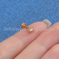Piercing Labret Aço Cirúrgico Indiano Gota Zircônia