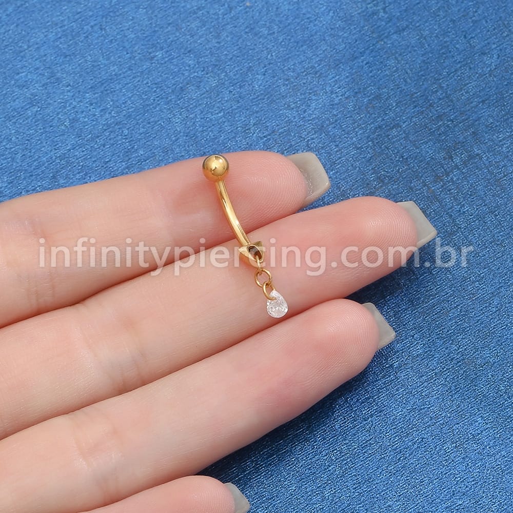 Piercing Banana Titânio Com Pingente Zircônia