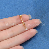 Piercing Banana Titânio Com Pingente Zircônia