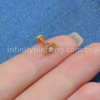 Piercing Labret Titânio Teia De Aranha Zircônia