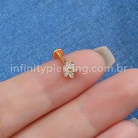 Piercing Labret Titânio Flor Zircônia Oval