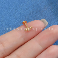 Piercing Labret Titânio 3 Estrelas Zircônias