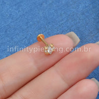 Piercing Labret Titânio Oval Com Detalhe Zircônia