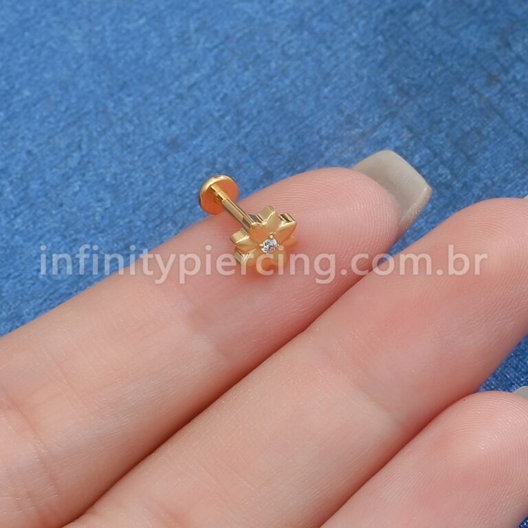 Piercing Labret Titânio Flor Zircônia