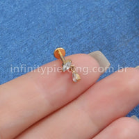 Piercing Labret Titânio Zircônia Oval Com Pingente