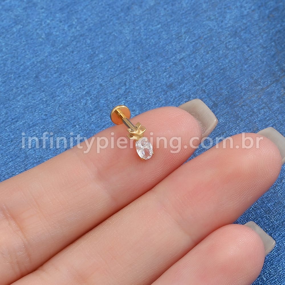 Piercing Labret Titânio Abacaxi Zircônia