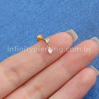 Piercing Labret Titânio Ponto De Luz Zircônia Com Pingente