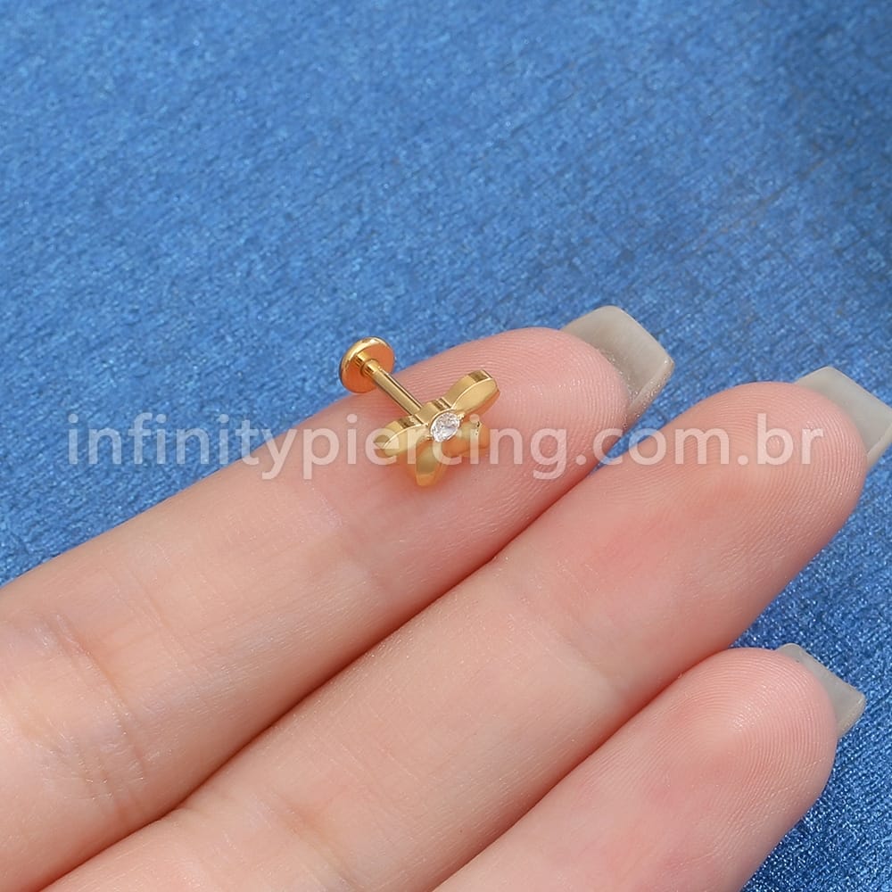 Piercing Labret Titânio Meia Flor