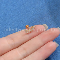 Piercing Labret Cluster Titânio Zircônia Retangular
