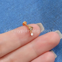 Piercing Labret Titânio Estrela Zircônia Com Pingente