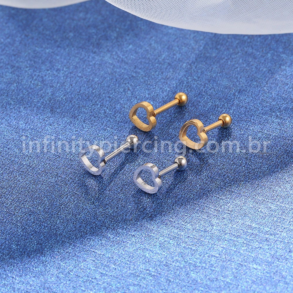 Piercing Microbell Aço Cirúrgico Coração Vazado