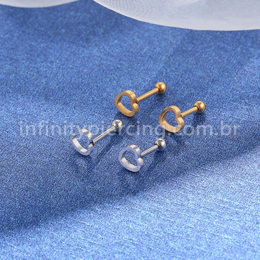 Piercing Microbell Aço Cirúrgico Coração Vazado