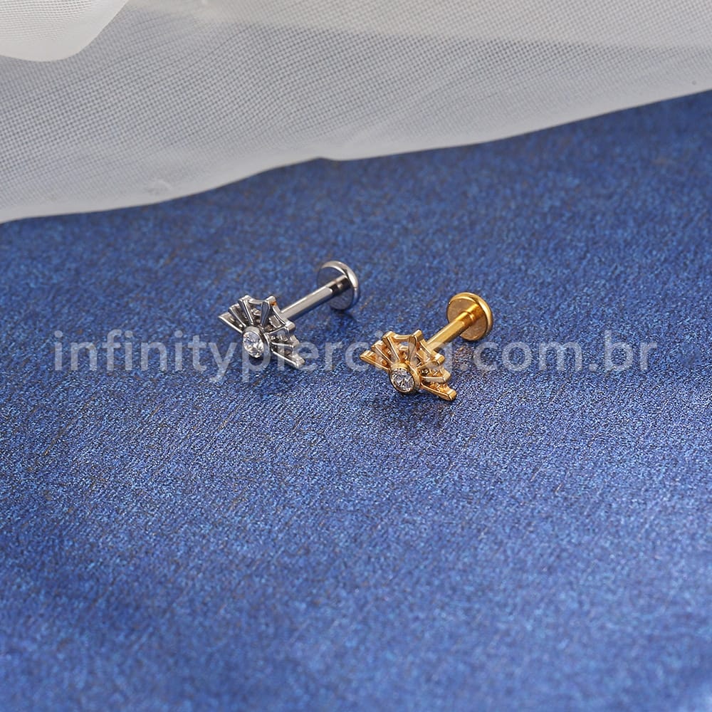 Piercing Labret Titânio Teia De Aranha Zircônia