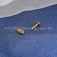 Piercing Labret Titânio Teia De Aranha Zircônia