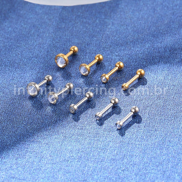Piercing Microbell Aço Cirúrgico Zircônia